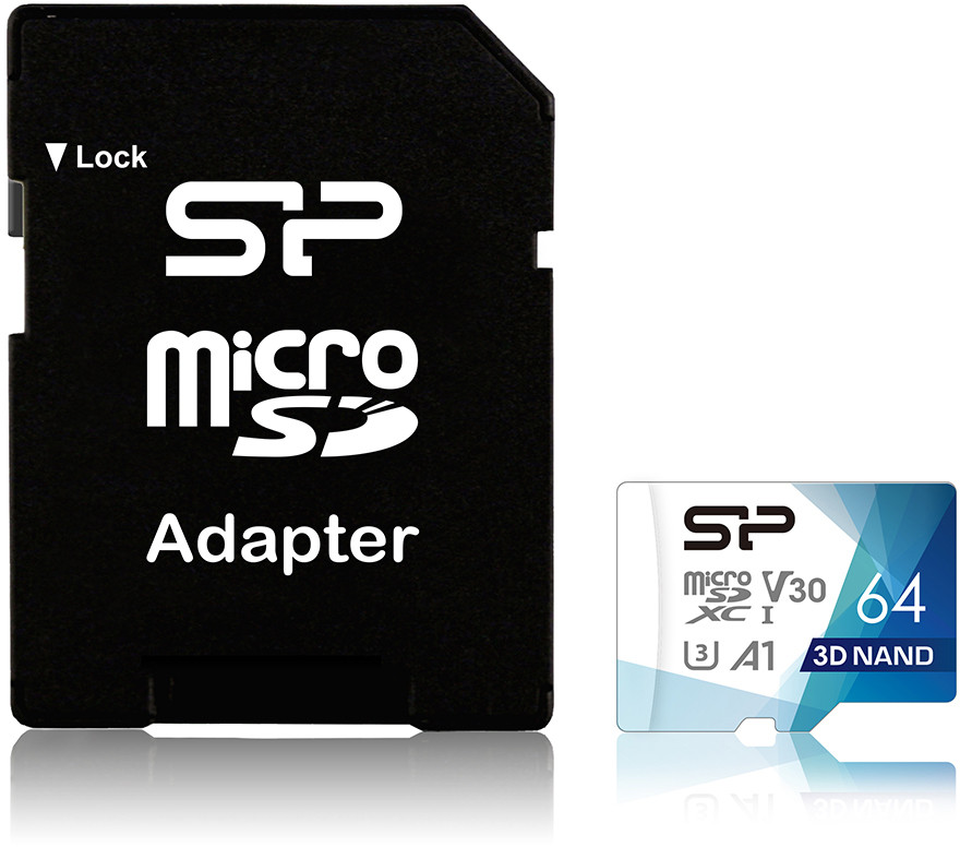 Silicon Power карта памяти  microSDXC 64GB Superior Pro V30 + адаптер