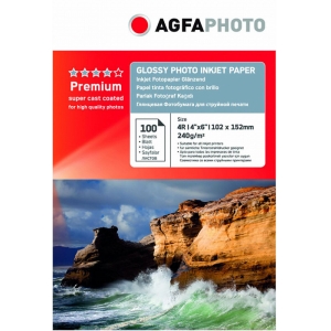 Agfaphoto fotopaber 10x15 Premium Glossy 240g 100 lehte