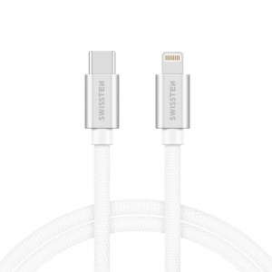 Swissten Textile Universal Quick Charge 3.1 USB-C to Lightning Data and Charging Cable 1.2m Silver