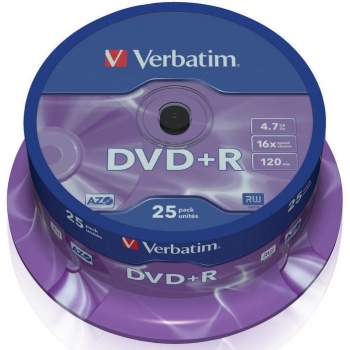 Verbatim DVD+R Matt Silver 4,7GB 16x 25tk tornis