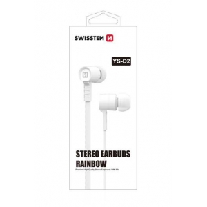 Swissten Earbuds Rainbow YS-D2 Stereo Headset With Microphone 3,5mm / 1.2m White