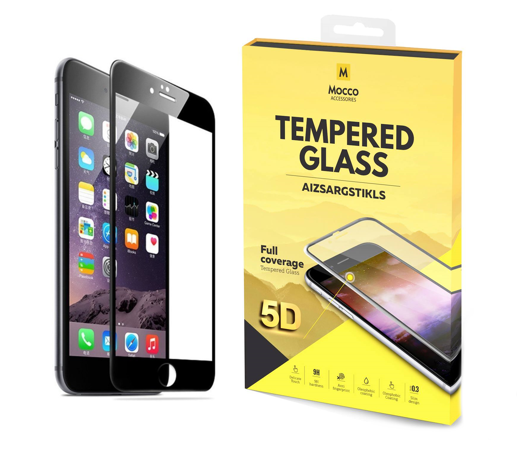 Mocco Full Glue 5D Signature Edition Tempered Glass Full Coverage with Frame Apple iPhone 6 Plus / 6S Plus Black