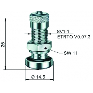 TL-MET.VENTIIL. NIKELDATUD. L=26MM. AVA=8.3MM. 14BAR S / A