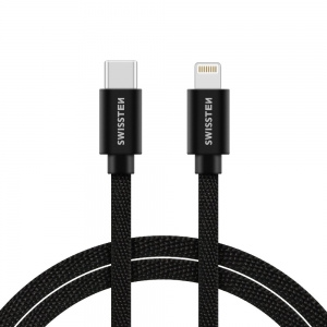 Swissten Textile Universal Quick Charge 3.1 USB-C to Lightning Data and Charging Cable 1.2m Black