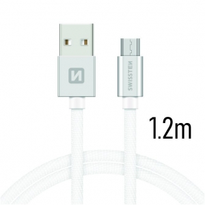 Swissten Textile Универсальный Micro USB Кабель данных 1.2m Серебряный