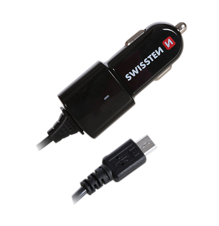 Swissten Premium Car charger 12 / 24V / 1A whit Micro USB Cable Black