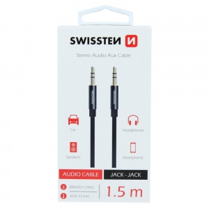 Swissten Textile Premium AUX Cable 3.5 mm -> 3.5 mm 1.5m Black