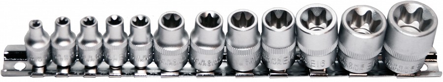 12-OS. 3 / 8"+1 / 4" TORX PADRUNITE KOMPLEKT E4-E20. SIINIL TRIUMF