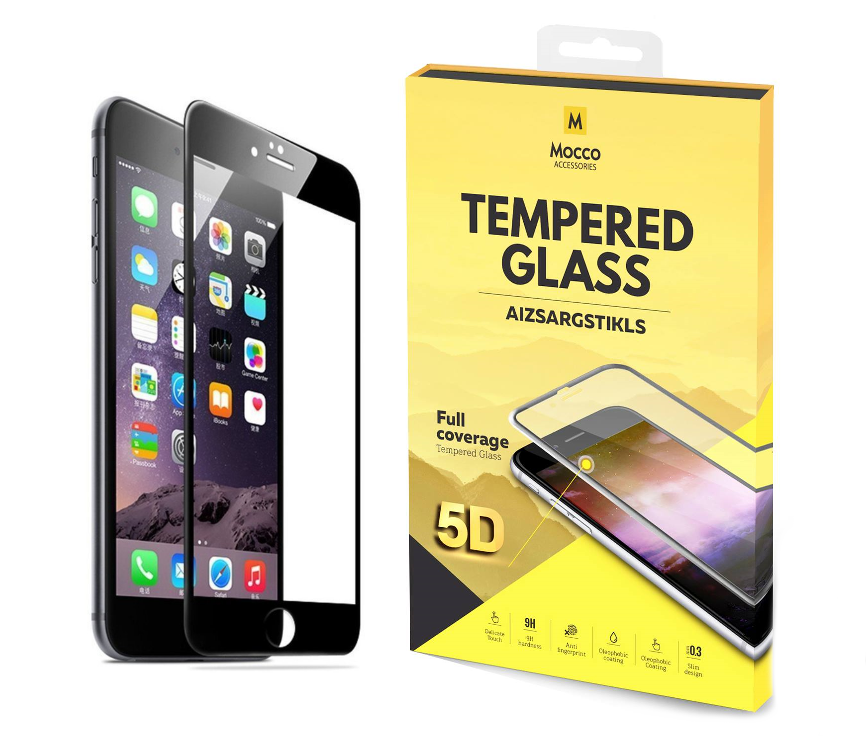 Mocco Full Glue 5D Signature Edition Tempered Glass Full Coverage with Frame Apple iPhone 6 / 6S Black