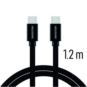 Swissten Textile Универсальный Quick Charge 3.1 USB-C на USB-C Кабель данных 1.2м черный