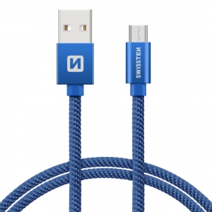 Swissten Textile Universal Micro USB Data and Charging Cable 1.2m Blue