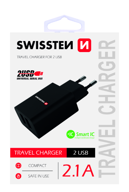 Swissten Premium Travel Charger USB 2.1А / 10.5W Black