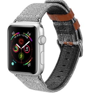 Dux Ducis Canvas Leather Band For Apple Watch 38 / 40 mm Grey-Brown