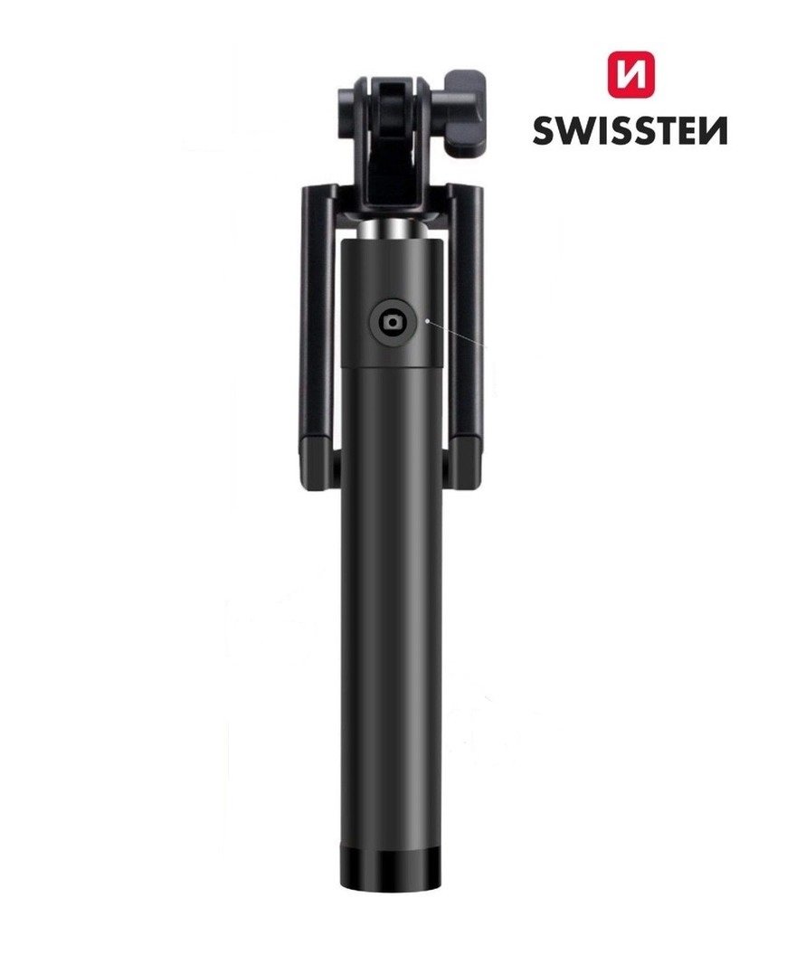 Swissten Wired Selfie Stick 81cm with Remote Button Black