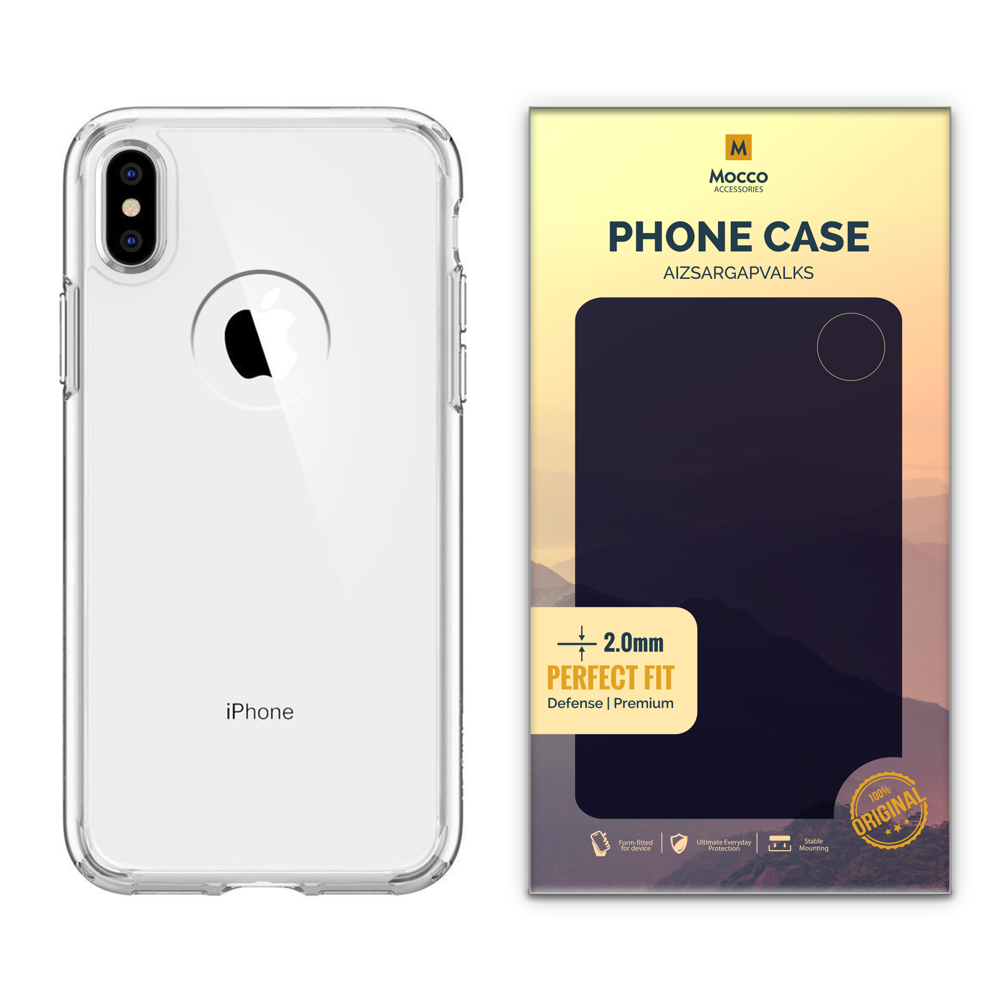 Mocco Original Clear Case 2mm Силиконовый чехол для Apple iPhone X / XS Прозрачный (EU Blister)