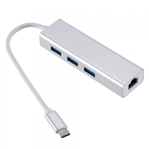 Roger AD15642 USB-C Hub - Splitter 3 x USB 3.0 / RJ45 Silver
