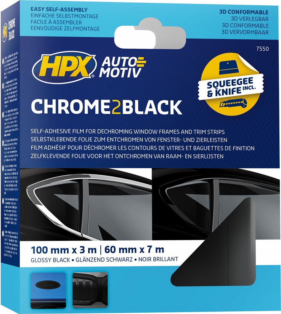 BLACKOUT TEIP MUST KROOM "CHROME2BLACK" 7550 3M JA 7M KOMPLEKT HPX