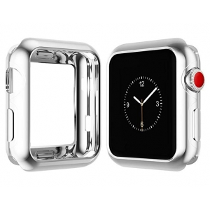 Dux Ducis Премиум Силиконовый Чехол для Apple Watch 4 44 mm Серебрянный + Подарок