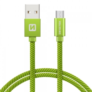 Swissten Textile Quick Charge Универсальный Micro USB Кабель данных 0.2m Зеленый