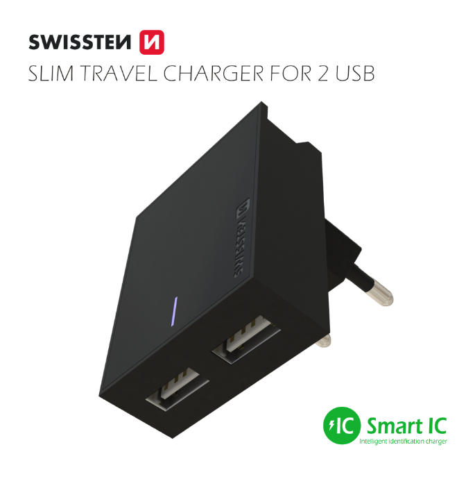 Swissten Premium Зарядное устройство USB 3А / 15W Черное