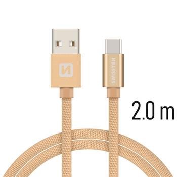 Swissten Textile Universal Quick Charge 3.1 USB-C Data and Charging Cable 2m Gold