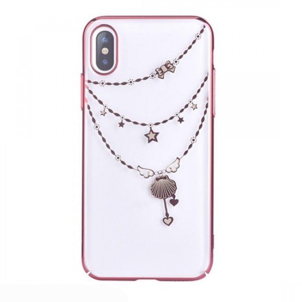 Devia Shell Plastic Back Case With Swarovsky Crystals For Apple iPhone X / XS Rose Gold