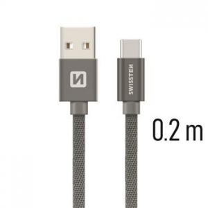 Swissten Textile Универсальный Quick Charge 3.1 USB-C USB Кабель данных 20 cм Серый