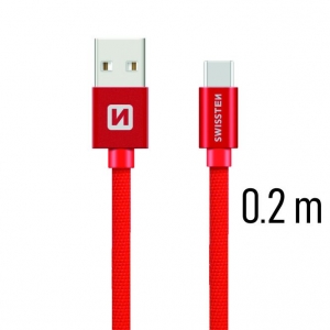 Swissten Textile Универсальный Quick Charge 3.1 USB-C USB Кабель данных 20 cм Красный