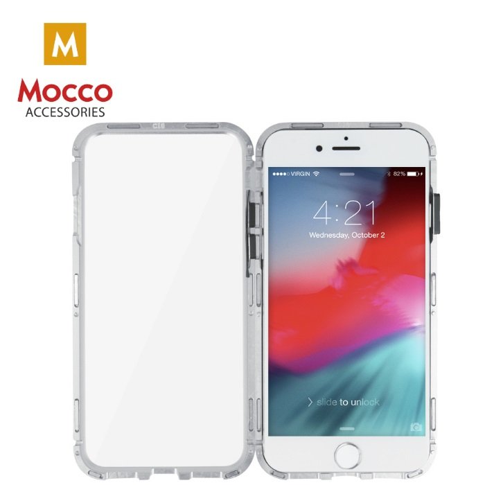 Mocco Double Side Aluminum Case 360 With Tempered Glass For Apple iPhone XR Transparent - Silver