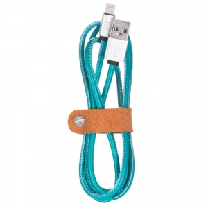 Maoxin Leather Data Line Lightning MD818ZM/A / 2.4A / USB и Зарядный кабель 1м Синий (EU Blister)