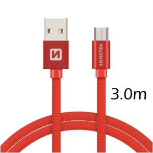Swissten Textile Quick Charge Универсальный Micro USB Кабель данных 3m Красный