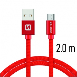 Swissten Textile Quick Charge Универсальный Micro USB Кабель данных 2m Красный