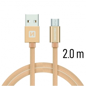 Swissten Textile Quick Charge Универсальный Micro USB Кабель данных 2m Золотой