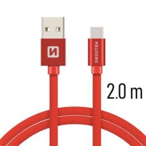 Swissten Textile Универсальный Quick Charge 3.1 USB-C USB Кабель данных 2м Kрасный