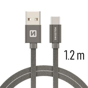 Swissten Textile Universal Quick Charge 3.1 USB-C Data and Charging Cable 1.2m Grey