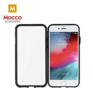 Mocco Double Side Aluminum Case 360 With Tempered Glass For Apple iPhone 6 Plus / 6S Plus Transparent - Black