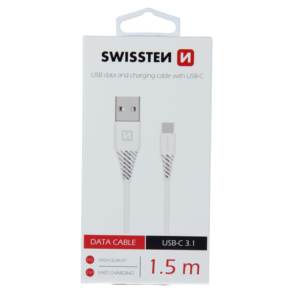 Swissten Basic Universal Quick Charge USB-C Data and Charging Cable 1.5m White