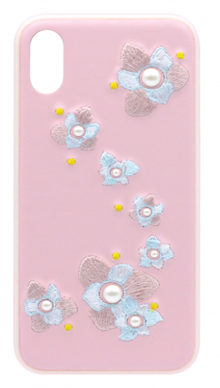 Devia Flower Embroidery Lanya Silicone Back Case For Apple iPhone X / XS Pink