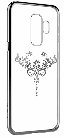 Devia Crystal Iris Силиконовый Чехол С Кристалами Swarovsky для SSamsung G965 Galaxy S9 Plus Серебряный