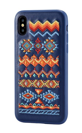 Devia Flower Embroidery Bohemian Silicone Back Case For Apple iPhone X / XS Blue