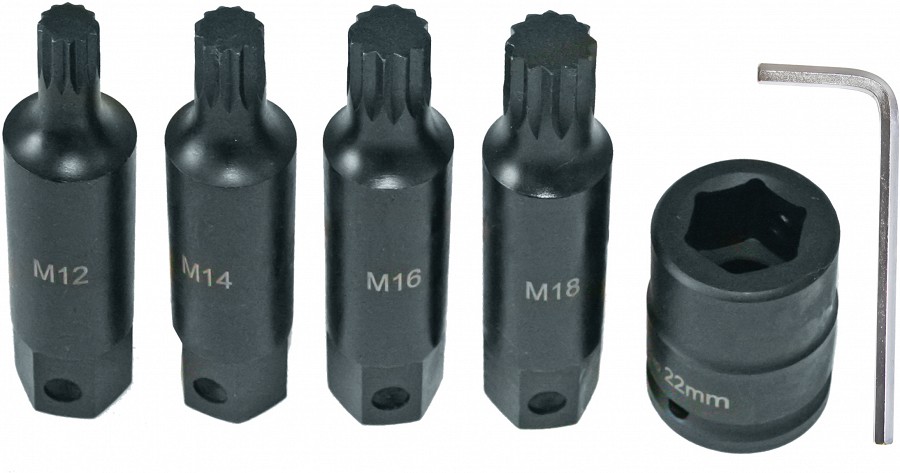 6-OS. 3 / 4" PIKKADE 12-TÄHIK LÖÖKOTSIKUTE KOMPL. M12 / M14 / M16 / M18 TRIUMF