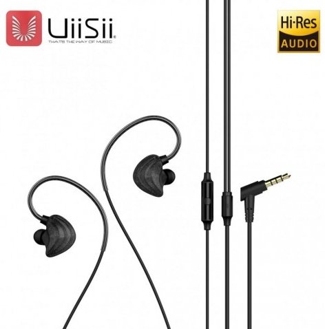 UiiSii CM5-L Premium Hi-Res Original Sport Earphones with Microphone and Volume Control / 3.5mm / 1.2m / Black