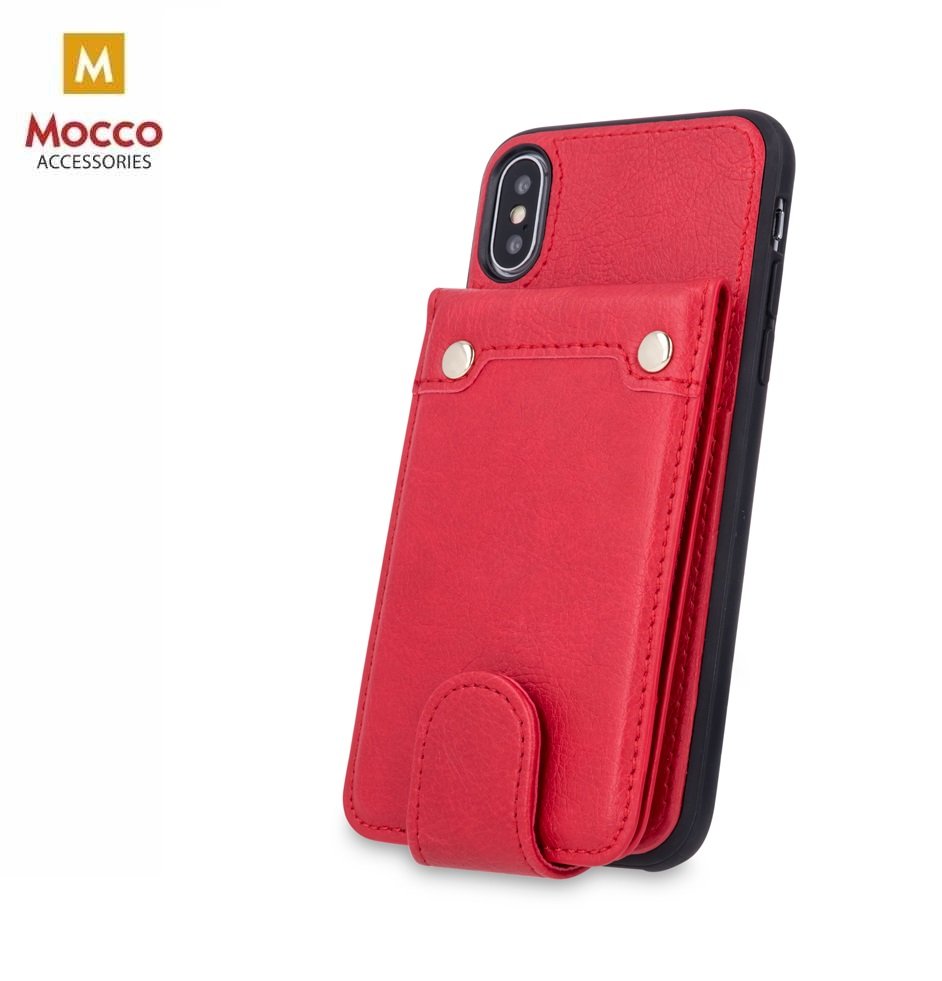 Mocco Smart Wallet Case Чехол Из Эко Кожи - Держатель Для Визиток Apple iPhone XS Max Красный