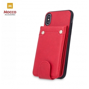 Mocco Smart Wallet Case Чехол Из Эко Кожи - Держатель Для Визиток Apple iPhone XS Max Красный