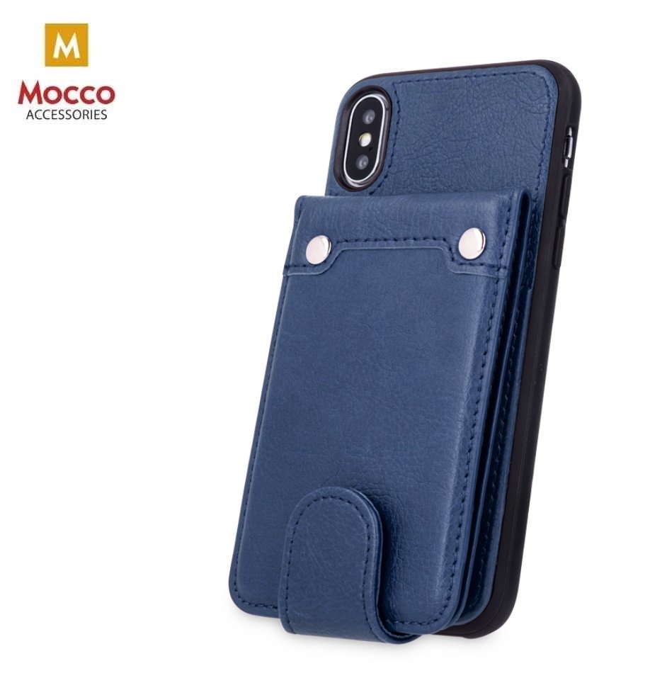 Mocco Smart Wallet Eco Leather Case - Card Holder For Apple iPhone XS Max Blue