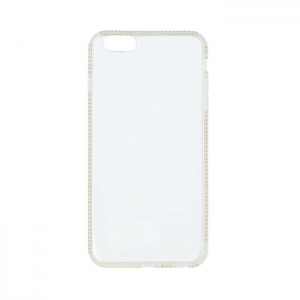 Beeyo Diamond Frame Silicone Back Case For Apple iPhone 6 Plus Transparent - Gold