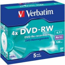 Verbatim Blank DVD-RW SERL 4.7GB 4x Extra protection / 5 Pack Slim