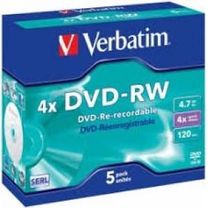 Verbatim Blank DVD-RW SERL 4.7GB 4x Extra protection / 5 Pack Slim