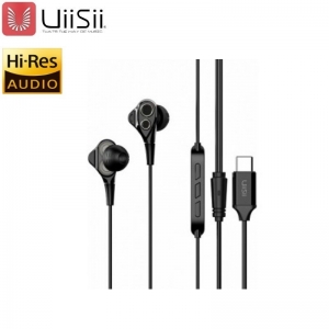UiiSii C8 Premium Hi-Res Dual Dynamic Drivers Наушники с Mикрофоном и пультом регулировки громкости / Type-C / 1.2m / черный