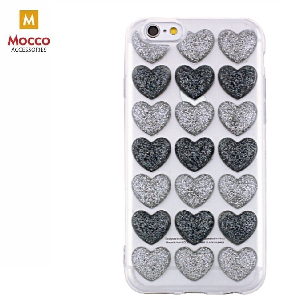 Mocco Trendy Heart Силиконовый чехол для Apple iPhone 6 Plus / 6S Plus Чёрно - Серебристый